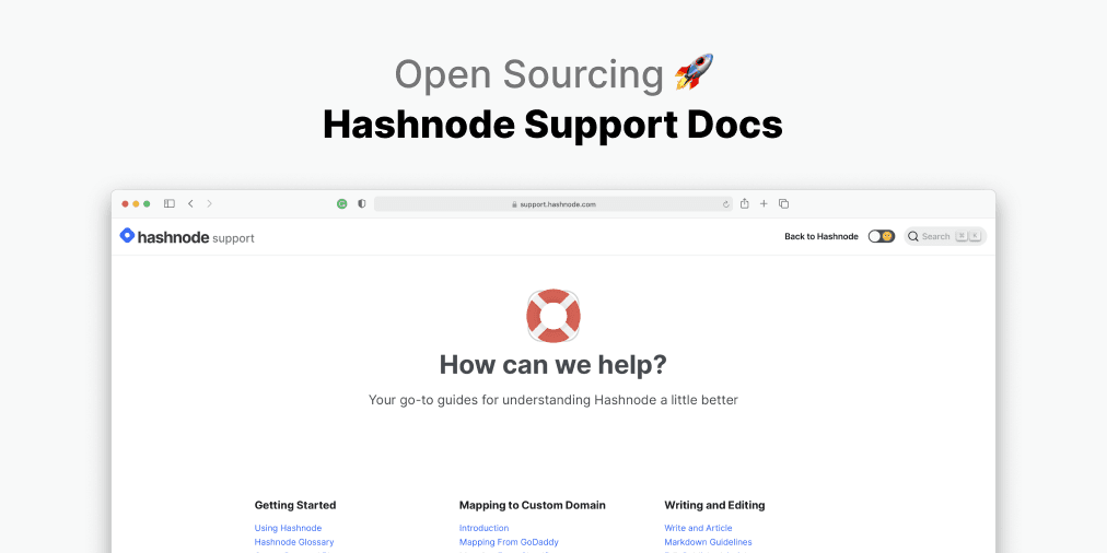 Open-sourcing The Hashnode Support Docs! 🎉