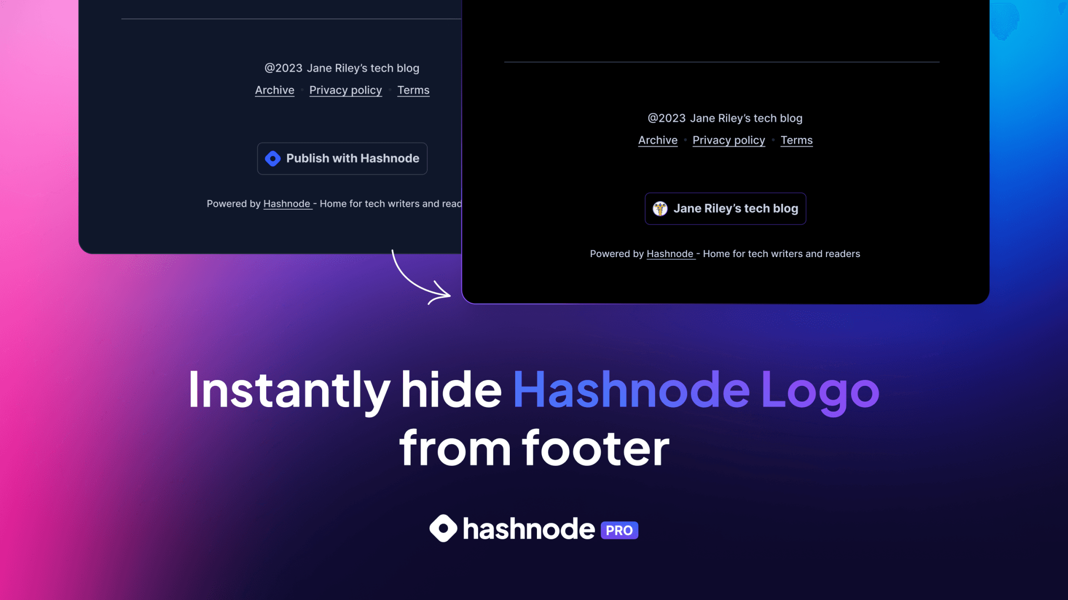 Hide Hashnode's branding/logo from your blog's footer with Hashnode Pro ✨
